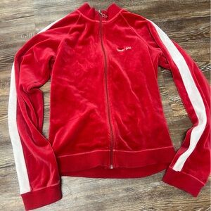 Y2k Red and white Tommy Hilfiger Tommy girl velour zip-up jacket